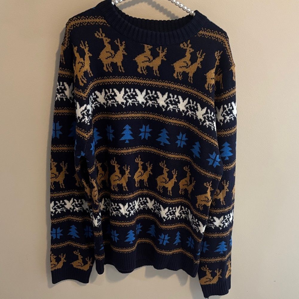 Wool Blend Naughty Reindeer Funny Ugly Christmas Holiday Sweater Festified xl